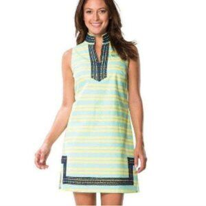Sail To Sable Blue Slub Striped Shift Dress Size XS